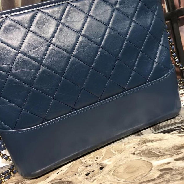 Chanel Gabrielle Hobo Bag Large 28cm Lambskin Leather Fall Winter 2017 Act 2 Collection Blue