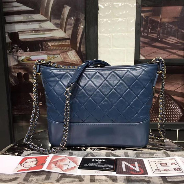 Chanel Gabrielle Hobo Bag Large 28cm Lambskin Leather Fall Winter 2017 Act 2 Collection Blue