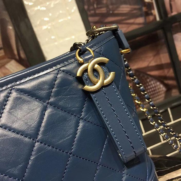 Chanel Gabrielle Hobo Bag Large 28cm Lambskin Leather Fall Winter 2017 Act 2 Collection Blue