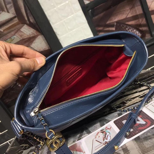 Chanel Gabrielle Hobo Bag Large 28cm Lambskin Leather Fall Winter 2017 Act 2 Collection Blue
