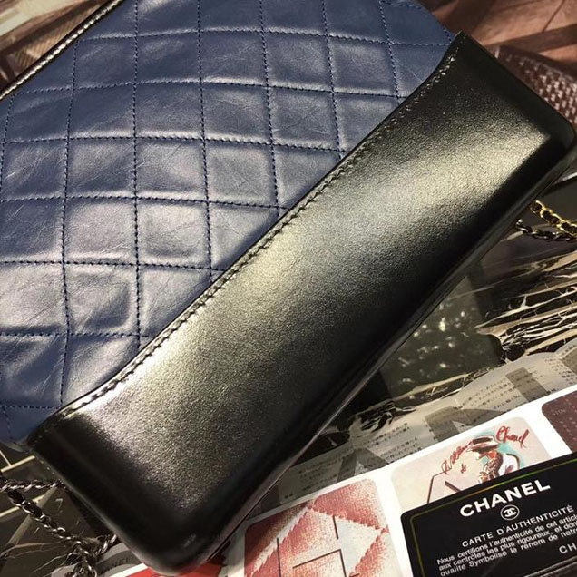 Chanel Gabrielle Hobo Bag Large 28cm Lambskin Leather Fall Winter 2017 Act 2 Collection Blue Black