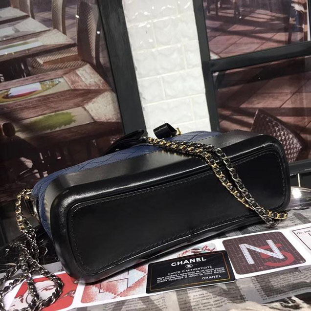 Chanel Gabrielle Hobo Bag Large 28cm Lambskin Leather Fall Winter 2017 Act 2 Collection Blue Black