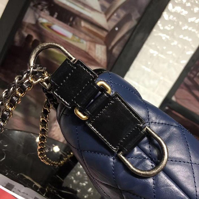 Chanel Gabrielle Hobo Bag Large 28cm Lambskin Leather Fall Winter 2017 Act 2 Collection Blue Black