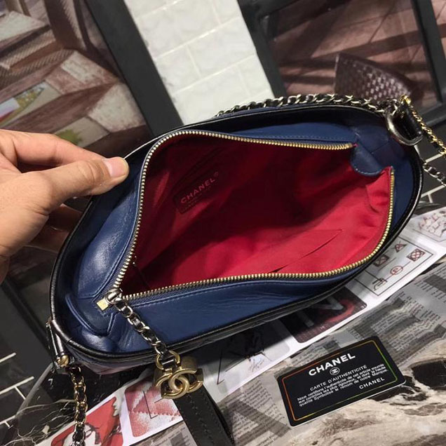 Chanel Gabrielle Hobo Bag Large 28cm Lambskin Leather Fall Winter 2017 Act 2 Collection Blue Black