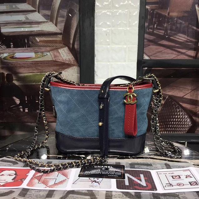 Chanel Gabrielle Hobo Bag Small 20cm Suede Lambskin Leather Fall Winter 2017 Act 2 Collection Blue