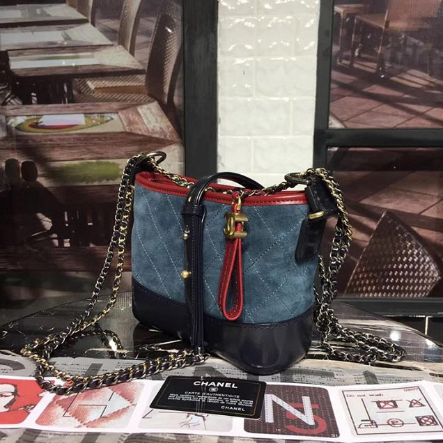 Chanel Gabrielle Hobo Bag Small 20cm Suede Lambskin Leather Fall Winter 2017 Act 2 Collection Blue