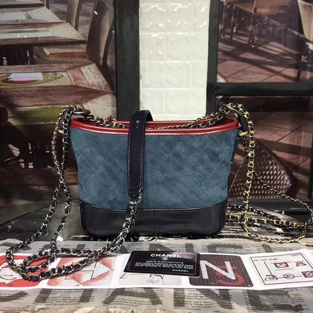 Chanel Gabrielle Hobo Bag Small 20cm Suede Lambskin Leather Fall Winter 2017 Act 2 Collection Blue