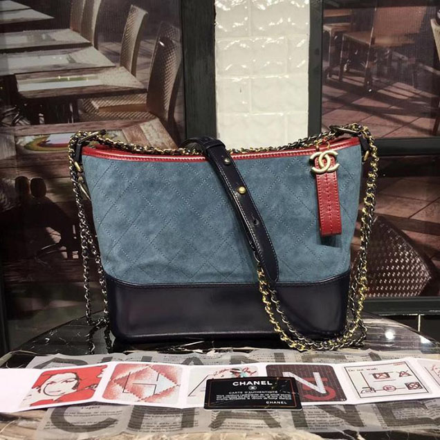 Chanel Gabrielle Hobo Bag Large 28cm Suede Lambskin Leather Fall Winter 2017 Act 2 Collection Blue