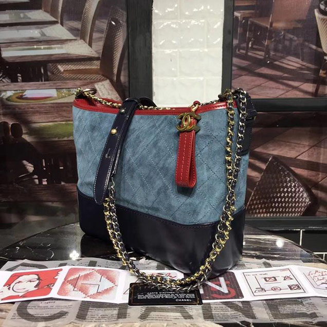 Chanel Gabrielle Hobo Bag Large 28cm Suede Lambskin Leather Fall Winter 2017 Act 2 Collection Blue