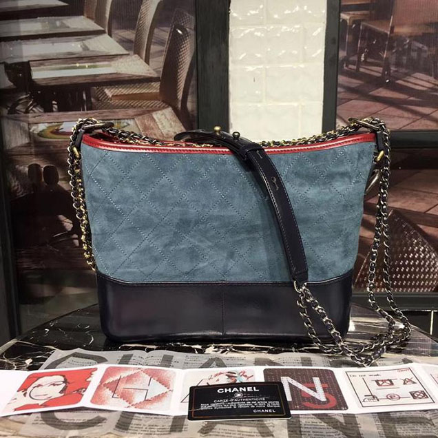 Chanel Gabrielle Hobo Bag Large 28cm Suede Lambskin Leather Fall Winter 2017 Act 2 Collection Blue