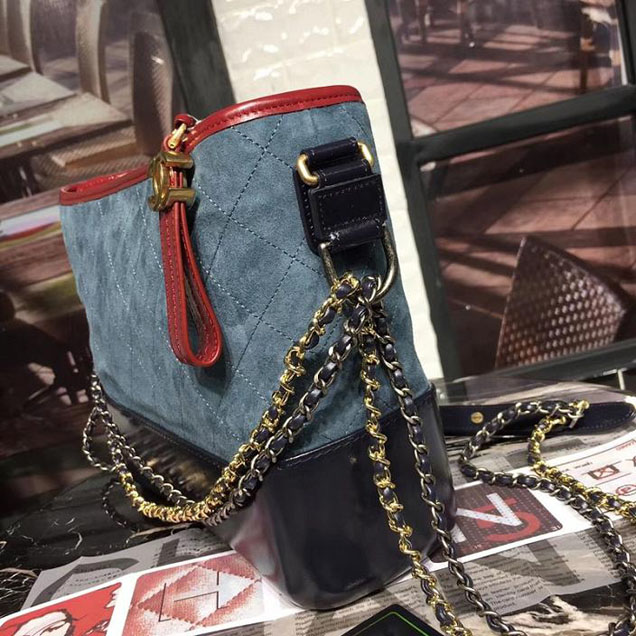 Chanel Gabrielle Hobo Bag Large 28cm Suede Lambskin Leather Fall Winter 2017 Act 2 Collection Blue