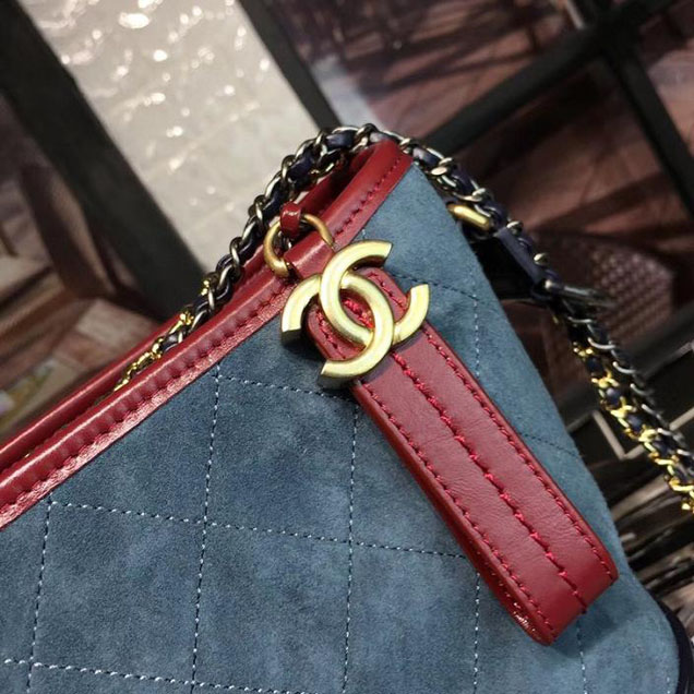 Chanel Gabrielle Hobo Bag Large 28cm Suede Lambskin Leather Fall Winter 2017 Act 2 Collection Blue