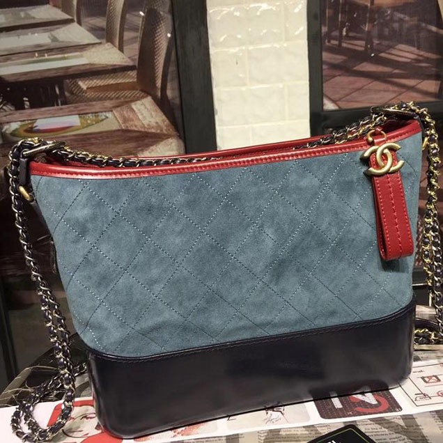 Chanel Gabrielle Hobo Bag Large 28cm Suede Lambskin Leather Fall Winter 2017 Act 2 Collection Blue