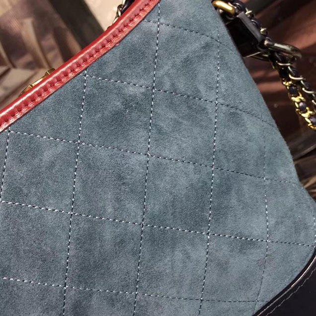 Chanel Gabrielle Hobo Bag Large 28cm Suede Lambskin Leather Fall Winter 2017 Act 2 Collection Blue