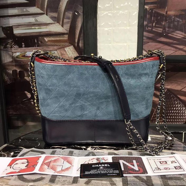 Chanel Gabrielle Hobo Bag Large 28cm Suede Lambskin Leather Fall Winter 2017 Act 2 Collection Blue Black