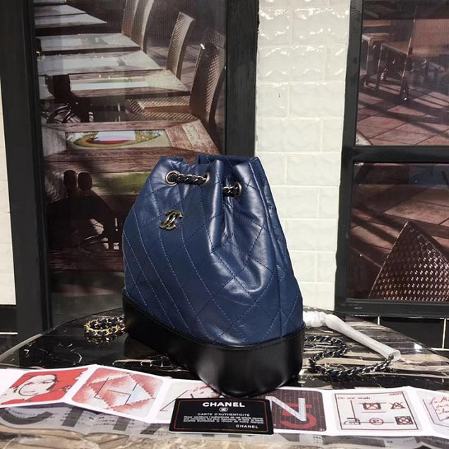 Chanel Gabrielle Backpack Bag Small 23cm Lambskin Leather Fall Winter 2017 Act 2 Collection Navy Black