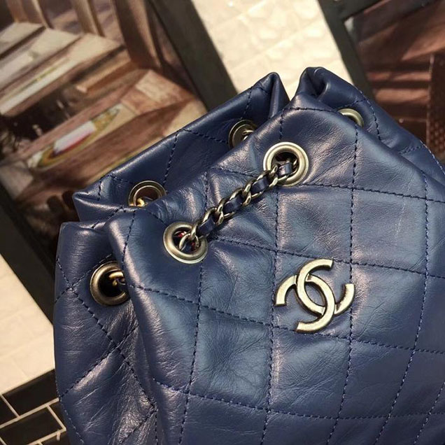 Chanel Gabrielle Backpack Bag Small 23cm Lambskin Leather Fall Winter 2017 Act 2 Collection Navy Black