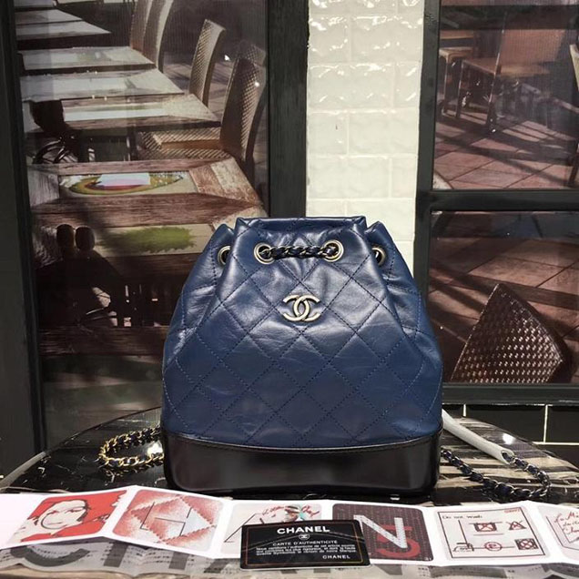 Chanel Gabrielle Backpack Bag Small 23cm Lambskin Leather Fall Winter 2017 Act 2 Collection Navy Black