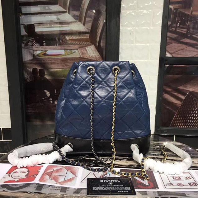 Chanel Gabrielle Backpack Bag Small 23cm Lambskin Leather Fall Winter 2017 Act 2 Collection Navy Black