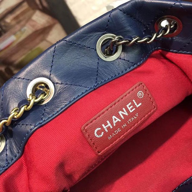 Chanel Gabrielle Backpack Bag Small 23cm Lambskin Leather Fall Winter 2017 Act 2 Collection Navy Black