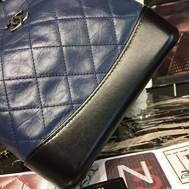 Chanel Gabrielle Backpack Bag Small 23cm Lambskin Leather Fall Winter 2017 Act 2 Collection Navy Black