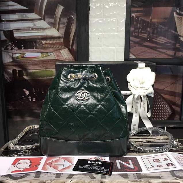 Chanel Gabrielle Backpack Bag Small 23cm Lambskin Leather Fall Winter 2017 Act 2 Collection Green