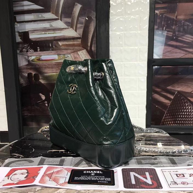 Chanel Gabrielle Backpack Bag Small 23cm Lambskin Leather Fall Winter 2017 Act 2 Collection Green