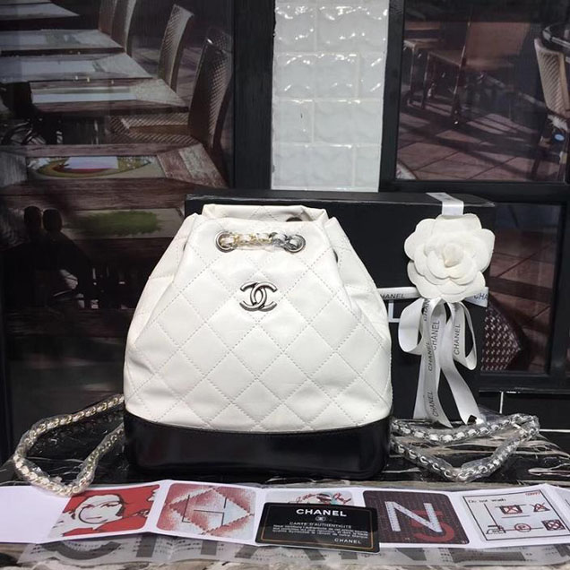 Chanel Gabrielle Backpack Bag Small 23cm Lambskin Leather Fall Winter 2017 Act 2 Collection White Black