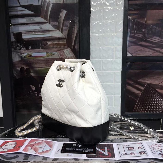 Chanel Gabrielle Backpack Bag Small 23cm Lambskin Leather Fall Winter 2017 Act 2 Collection White Black