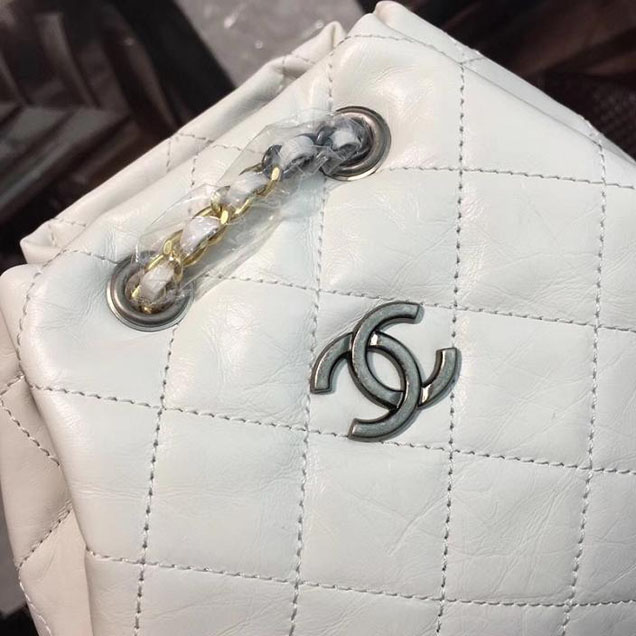 Chanel Gabrielle Backpack Bag Small 23cm Lambskin Leather Fall Winter 2017 Act 2 Collection White Black