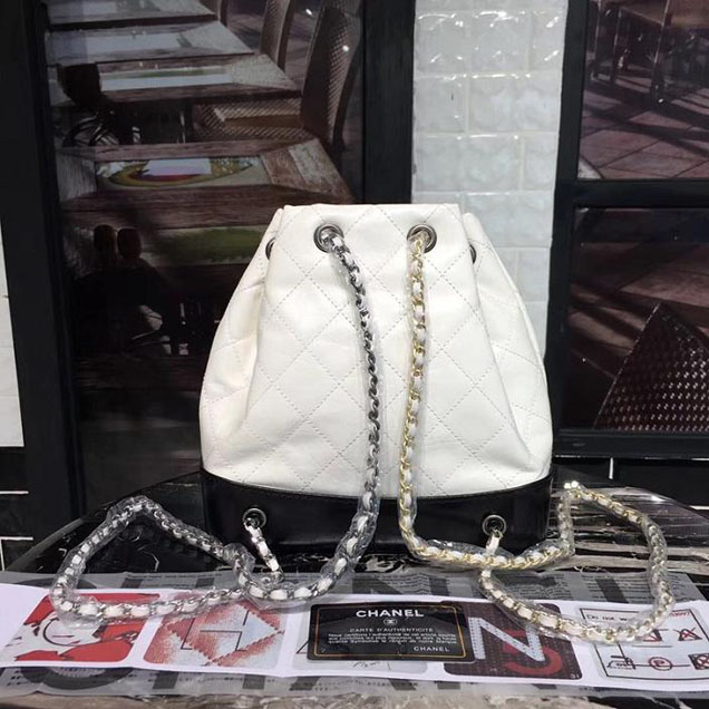 Chanel Gabrielle Backpack Bag Small 23cm Lambskin Leather Fall Winter 2017 Act 2 Collection White Black