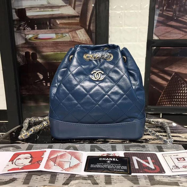 Chanel Gabrielle Backpack Bag Small 23cm Lambskin Leather Fall Winter 2017 Act 2 Collection Navy
