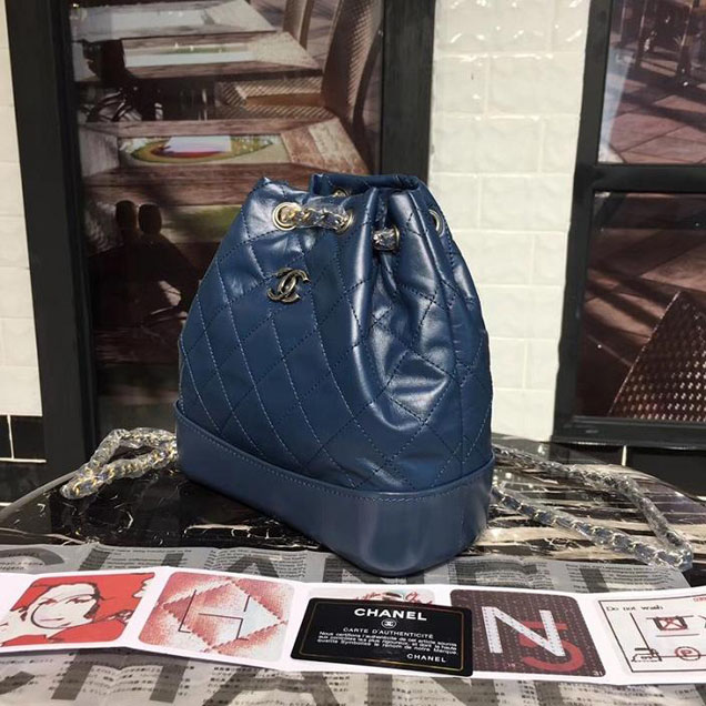 Chanel Gabrielle Backpack Bag Small 23cm Lambskin Leather Fall Winter 2017 Act 2 Collection Navy