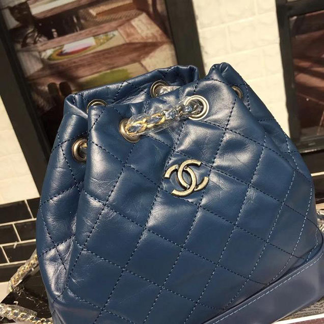 Chanel Gabrielle Backpack Bag Small 23cm Lambskin Leather Fall Winter 2017 Act 2 Collection Navy