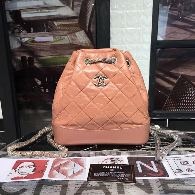 Chanel Gabrielle Backpack Bag Small 23cm Lambskin Leather Fall Winter 2017 Act 2 Collection Apricot