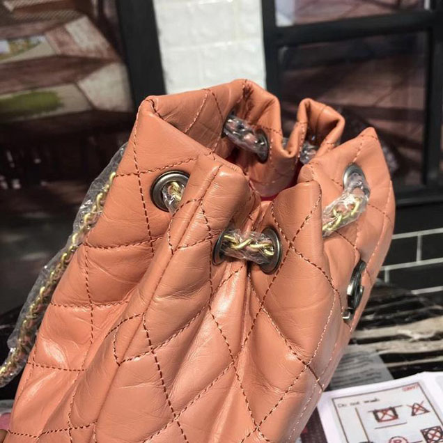 Chanel Gabrielle Backpack Bag Small 23cm Lambskin Leather Fall Winter 2017 Act 2 Collection Apricot