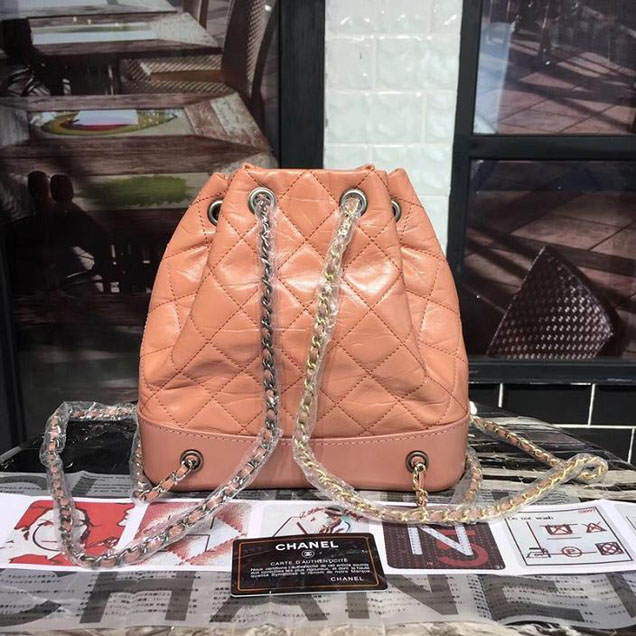 Chanel Gabrielle Backpack Bag Small 23cm Lambskin Leather Fall Winter 2017 Act 2 Collection Apricot
