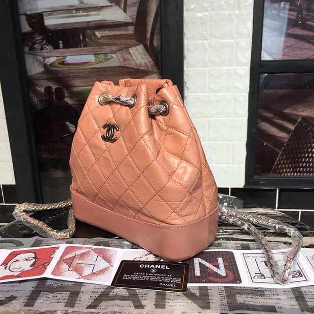 Chanel Gabrielle Backpack Bag Small 23cm Lambskin Leather Fall Winter 2017 Act 2 Collection Apricot