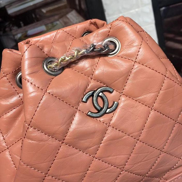 Chanel Gabrielle Backpack Bag Small 23cm Lambskin Leather Fall Winter 2017 Act 2 Collection Apricot