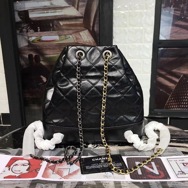 Chanel Gabrielle Backpack Bag Small 23cm Lambskin Leather Fall Winter 2017 Act 2 Collection Black