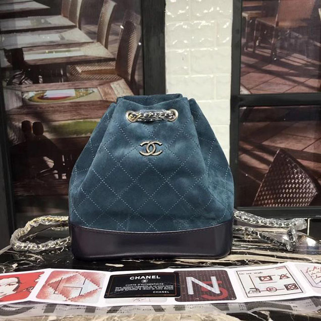 Chanel Gabrielle Hobo Backpack Bag Small 23cm Suede Lambskin Leather Fall Winter 2017 Act 2 Collection Blue