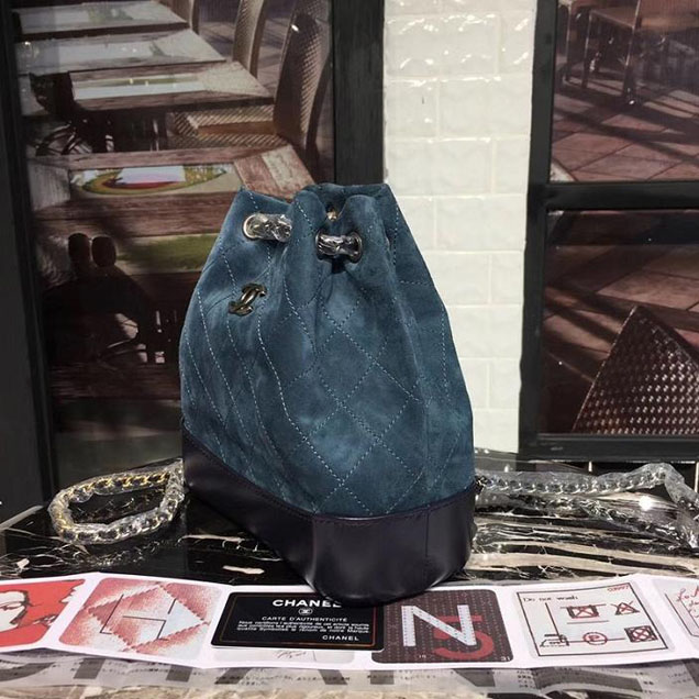 Chanel Gabrielle Hobo Backpack Bag Small 23cm Suede Lambskin Leather Fall Winter 2017 Act 2 Collection Blue
