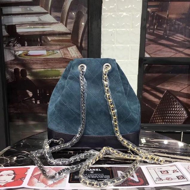 Chanel Gabrielle Hobo Backpack Bag Small 23cm Suede Lambskin Leather Fall Winter 2017 Act 2 Collection Blue