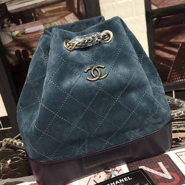 Chanel Gabrielle Hobo Backpack Bag Small 23cm Suede Lambskin Leather Fall Winter 2017 Act 2 Collection Blue