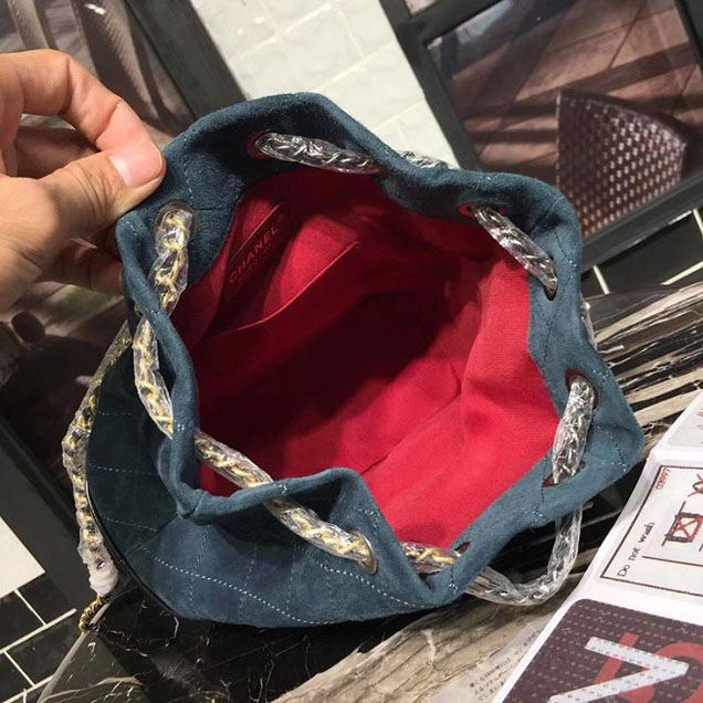Chanel Gabrielle Hobo Backpack Bag Small 23cm Suede Lambskin Leather Fall Winter 2017 Act 2 Collection Blue