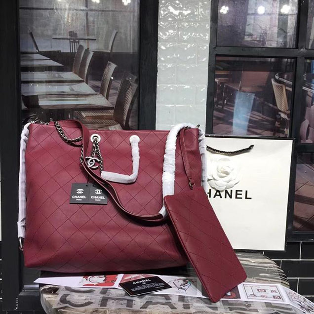 Chanel Hobo Tote Bag Large 30cm Calfskin Leather Fall Winter 2017 Act 1 Collection Burgundy