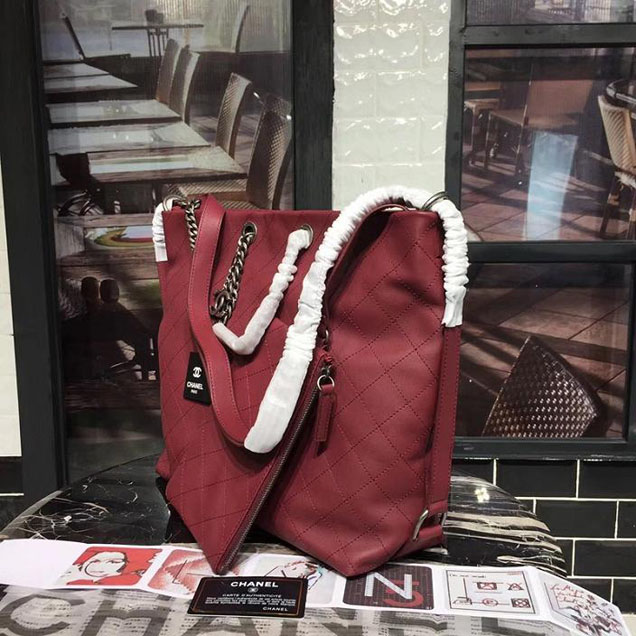 Chanel Hobo Tote Bag Large 30cm Calfskin Leather Fall Winter 2017 Act 1 Collection Burgundy