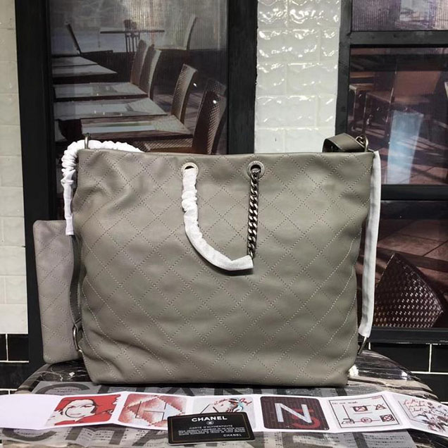 Chanel Hobo Tote Bag Large 30cm Calfskin Leather Fall Winter 2017 Act 1 Collection Grey