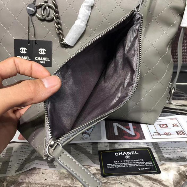 Chanel Hobo Tote Bag Large 30cm Calfskin Leather Fall Winter 2017 Act 1 Collection Grey