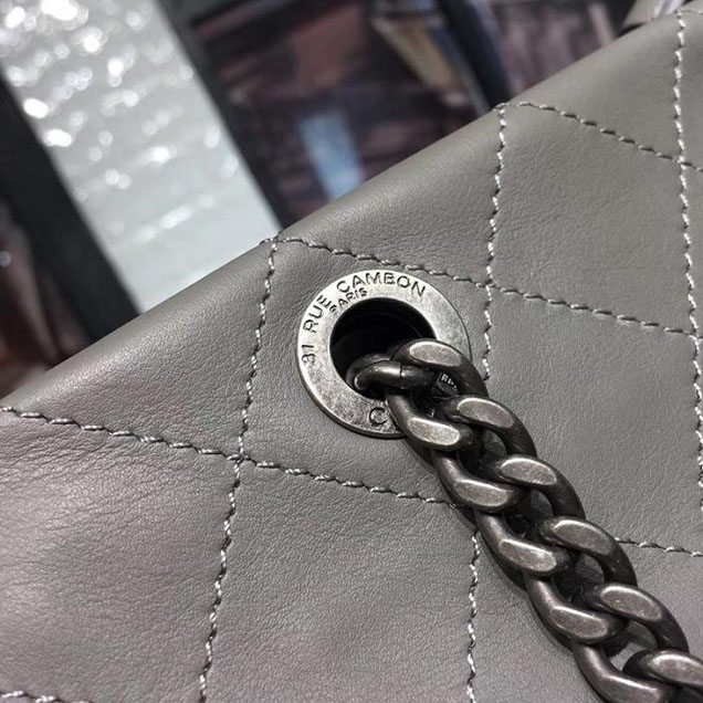 Chanel Hobo Tote Bag Large 30cm Calfskin Leather Fall Winter 2017 Act 1 Collection Grey